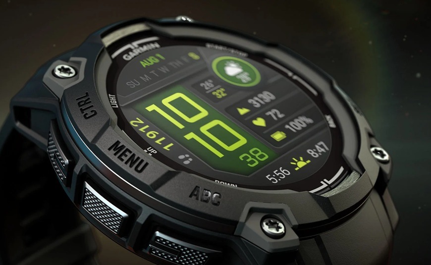 Chytré hodinky Garmin Instinct 3 - 45 mm AMOLED krémové Detail obrázku hodinek.