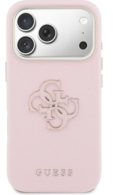 Kryt na mobil Guess PU Resin Logo na Apple iPhone 17 Pro Max - růžový