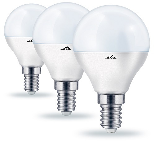 Žárovka LED ETA EKO LEDka mini globe 7W, E14, teplá bílá, 3ks Žárovka EETAP45W7WW3P, teplá bílá