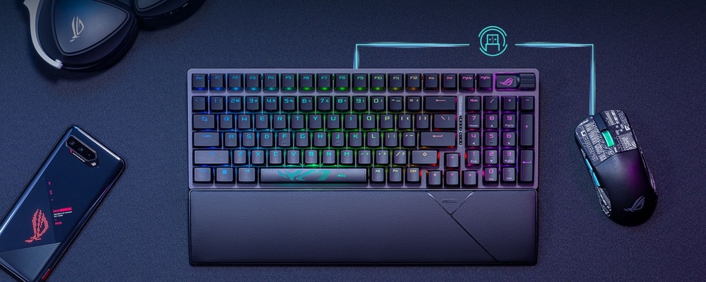 Klávesnice Asus ROG Strix Scope II 96 Wireless (ROG NX Snow), CZ/SK černá