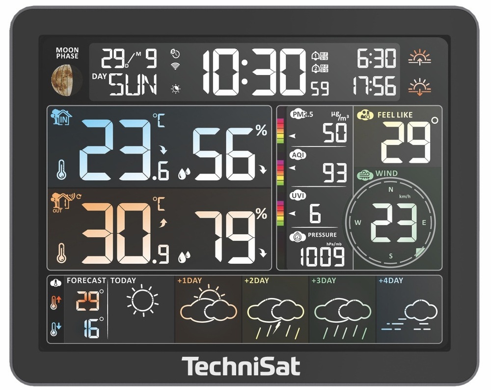 Meteorologická stanice Technisat IMETEO 800 černá Meteostanice Technisat IMETEO 800 Tuya z čelní strany