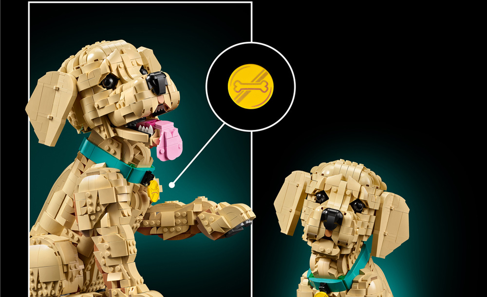 Stavebnice LEGO® Icons 11384 Štěně zlatého retrívra Štěně měří přes 30 cm a jako výrazná dekorace potěší milovníky psů i dospělé fanoušky LEGO Icons.