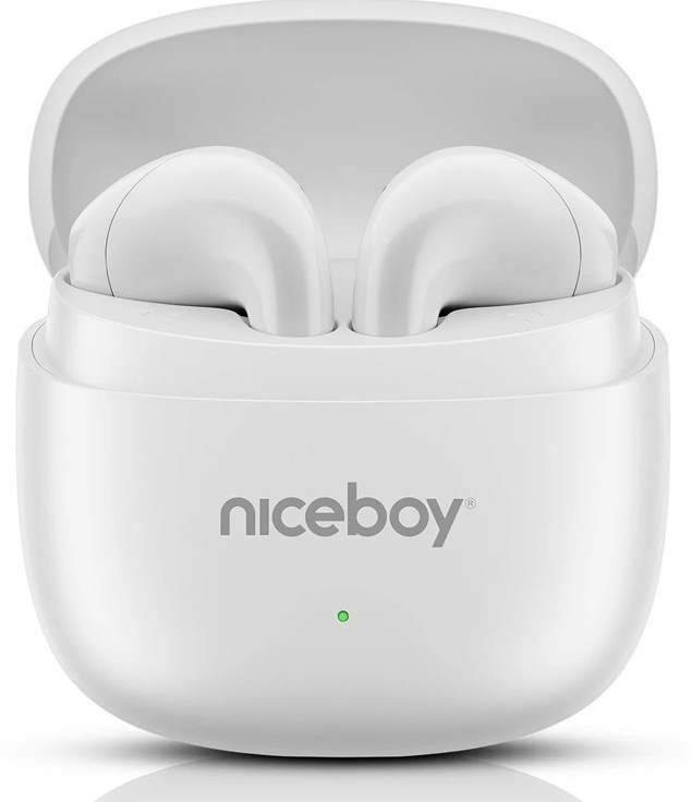 Sluchátka Niceboy Beans 5 POP s nabíjecím pouzdrem.