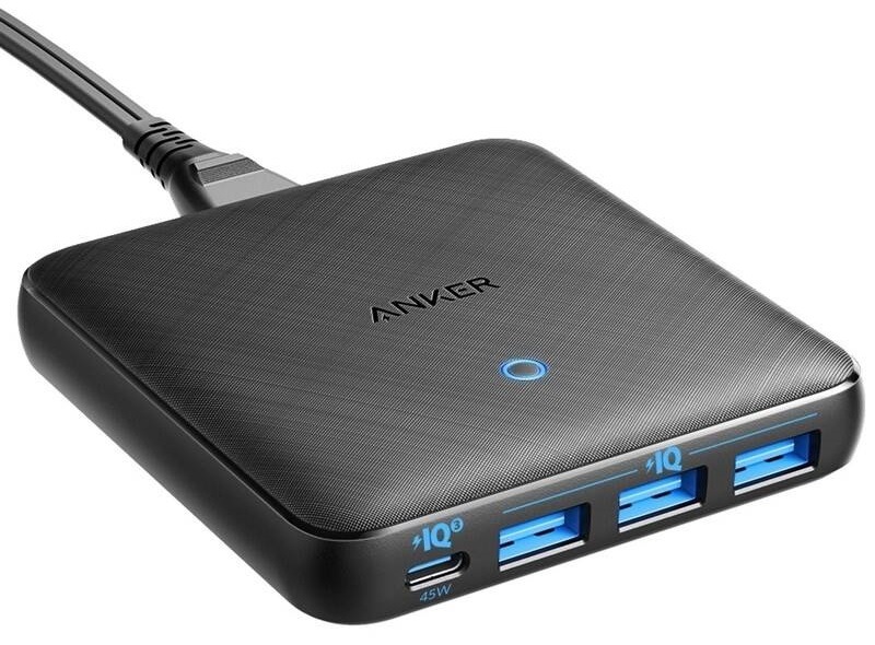Nabíječka do sítě Anker PowerPort Atom III Slim USB-C 45W, 3x USB-A, 20W černá