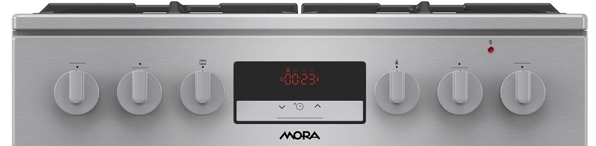 Sporák Mora K8668B1X6, nerezová, ovládací panel