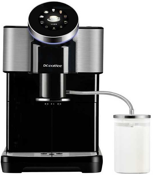 Automatický kávovar Dr. Coffee H2 a zásobník na mléko.