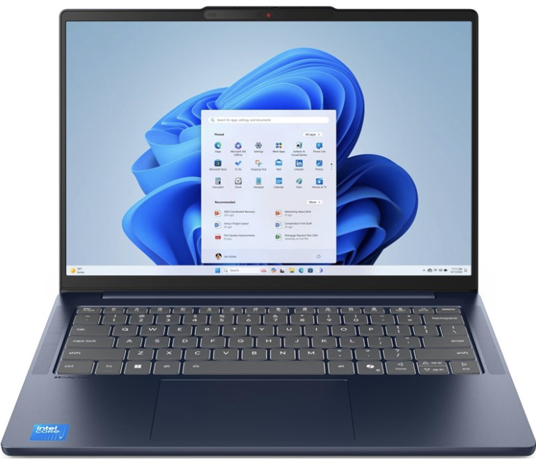 Notebook Lenovo IdeaPad Slim 5 14AKP10 modrý Modrý notebook Lenovo IdeaPad Slim 5 14AKP10 s 14″ displejem v otevřeném provedení