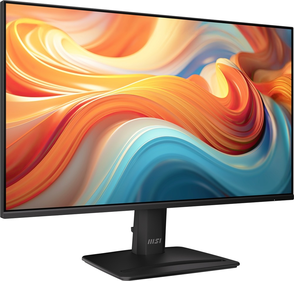 Monitor MSI PRO MP242 E14C černý Zapnutý monitor MSI PRO MP242 E14C otočený doprava