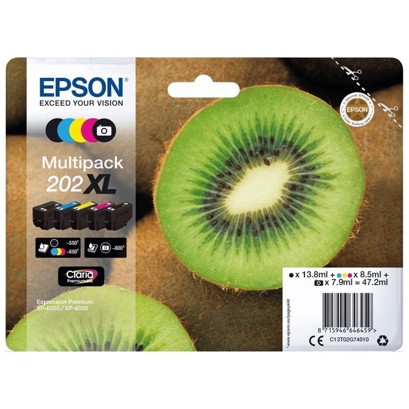 Inkoustová náplň Epson 202XL, 550/800/3x650 stran vícebarevná
