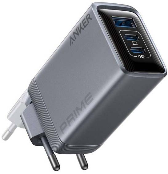 Nabíječka do sítě Anker Prime Charger 100W GaN, 2xUSB-C, 1xUSB-A stříbrná