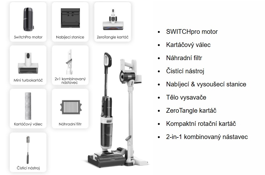 Podlahová myčka Tineco Floor One Switch S6 Stretch černá/bílá Obsah balení Tineco Floor One Switch S6 Stretch