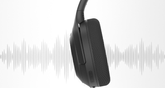 Sluchátka A4Tech Fstyler BH220 bezdrátová skládací Bluetooth béžová Detail sluchátka A4Tech Fstyler BH220 vybaveného mikrofonem s ENC