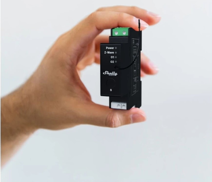 Modul Shelly Wave Pro Shutter, žaluziový modul, 2x 16A, měření spotřeby, Z-Wave - černý