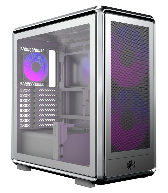 PC skříň Cooler Master MasterFrame 600 Mesh ARGB, šedá barva.