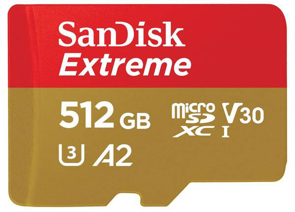 Paměťová karta SANDISK Micro SDXC Extreme 512GB UHS-I U3 (190R/130W) + adaptér
