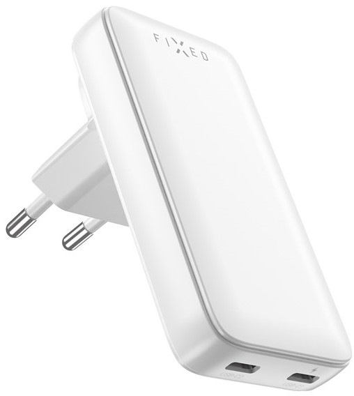 Cestovní adaptér FIXED Slim Traveller, 2x USB-C 45W - bílý