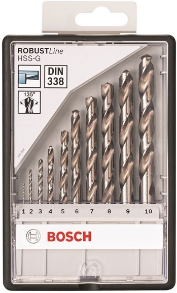 Sada vrtáků Bosch 10dílná do kovu - Robust Line HSS-G v plastovém boxu