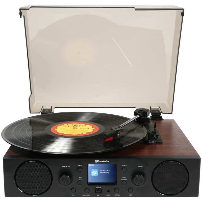 Gramofon Roadstar TTR-7850ED+BT, DAB+, hnědá/černá barva