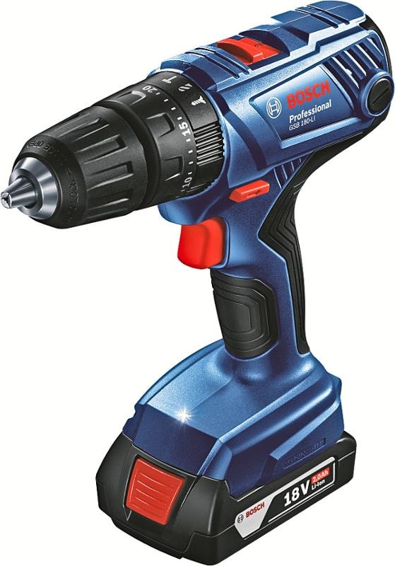 Aku vrtačka Bosch Professional GSB180-LI+2x2.0+case 0.601.9F8.307 (s baterií)