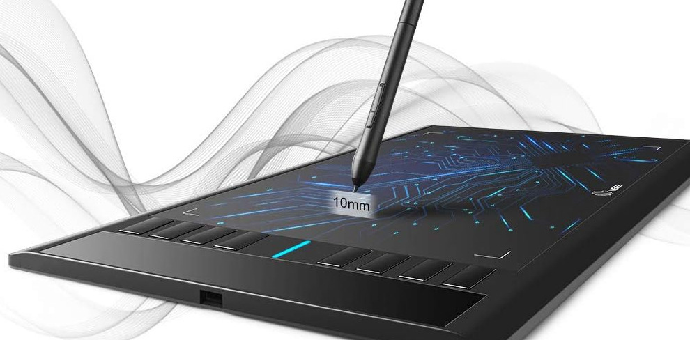 Grafický tablet UGEE M708 černý Displej zvládne rozpoznat 8 192 úrovní citlivosti tlaku