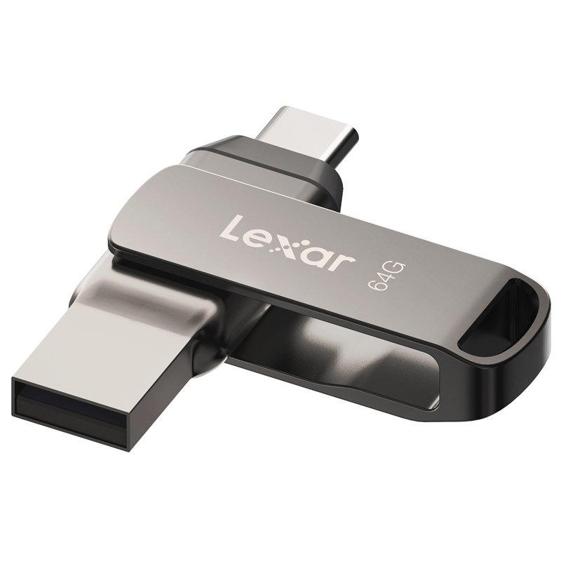 USB Flash Lexar JumpDrive D400 Dual, 64GB šedý