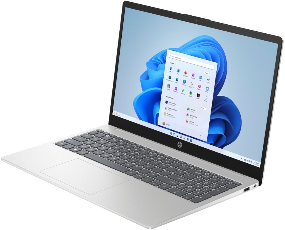 Pohled na levý bok laptopu HP 15-fd0680nc