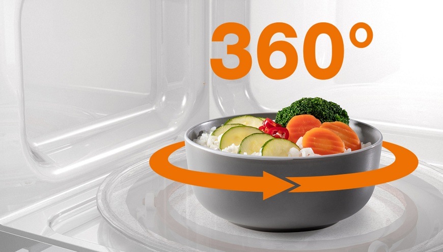Mikrovlnná trouba Gorenje G400 MO20AE1W5 bílá vnitřek mikrovlnky Gorenje MO20AE1W5 s hrnečkem a šipkami