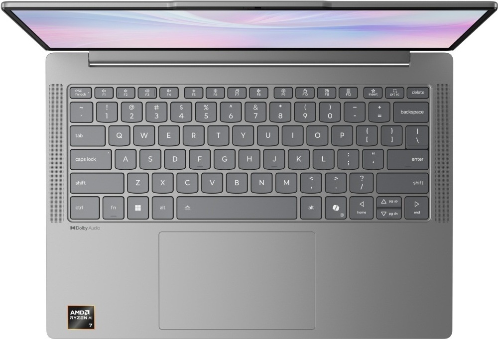 Notebook Lenovo IdeaPad Slim 5 14AHP11 šedý Pohled shora na klávesnici notebooku IdeaPad Slim 5
