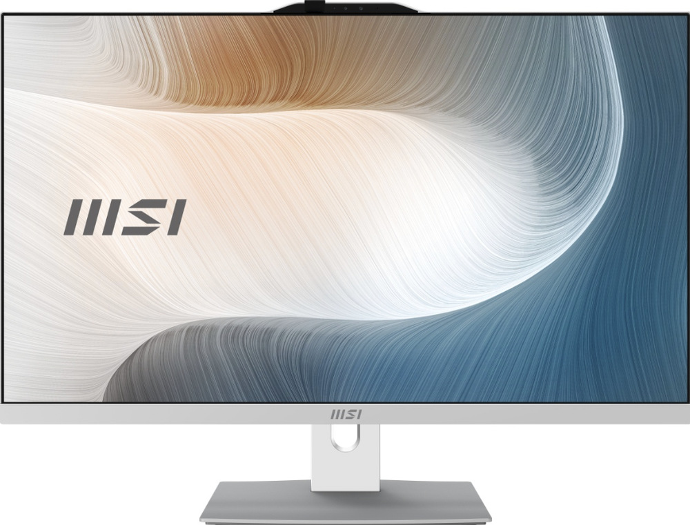Počítač All In One MSI Modern AM272P 1M-1437EU bílý Čelní pohled na 27" displej All In One MSI Modern AM272P 1M-1437EU s webkamerou