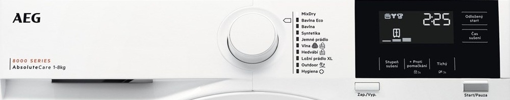 Ovládací panel sušičky AEG TR818A2C řady 8000 AbsoluteCare