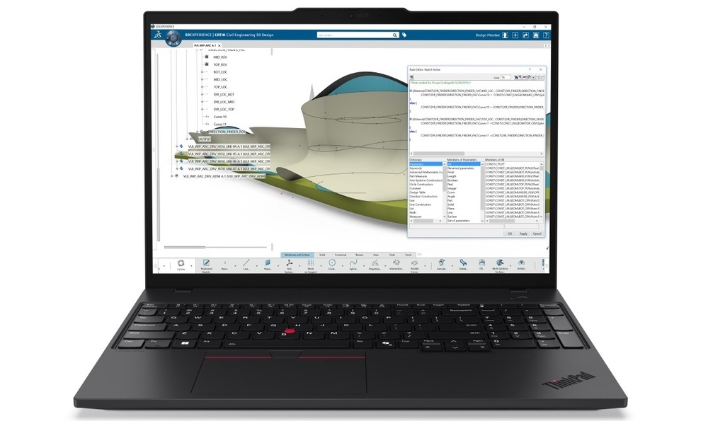 Notebook Lenovo ThinkPad P16s Gen 4 černý Notebook Lenovo ThinkPad P16s Gen 4 zapnutý zepředu