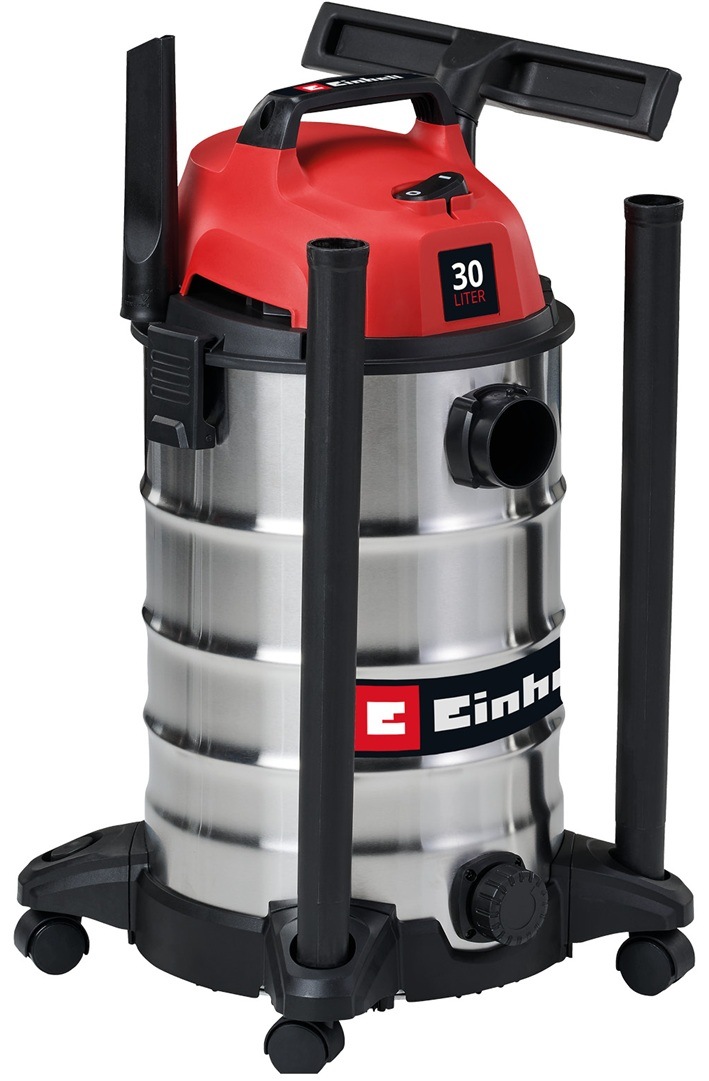 Průmyslový vysavač Einhell Classic TC-VC 3055 S nerez Průmyslový vysavač Einhell TC-VC 3055 S s příslušenstvím na držáku