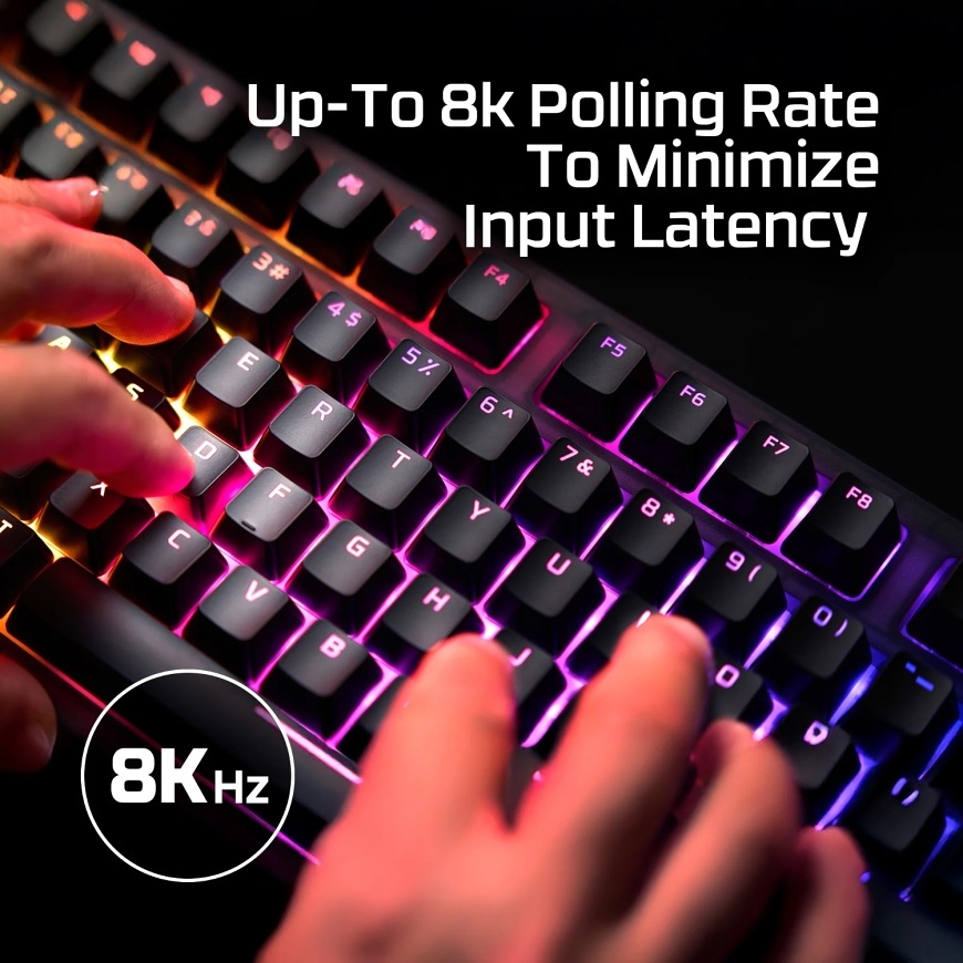 Klávesnice HyperX Origins 2 1800 černá Klávesnice HyperX Origins 2 1800 – 8 000 Hz polling rate pro minimální latenci