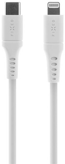 Kabel FIXED Liquid silicone USB-C/Lightning s podporou PD, MFi, 1,2m bílý