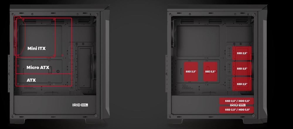Case Genesis IRID 505 V2 černá Genesis IRID 505 V2 (NPC-1517)