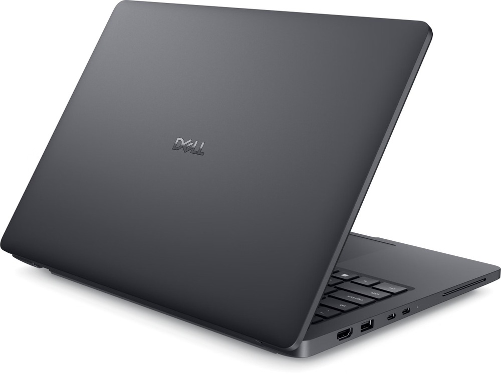 Notebook Dell Pro Max MC14255 černý Pohled šikmo na záda notebooku Dell Pro Max MC14255 a porty na boku
