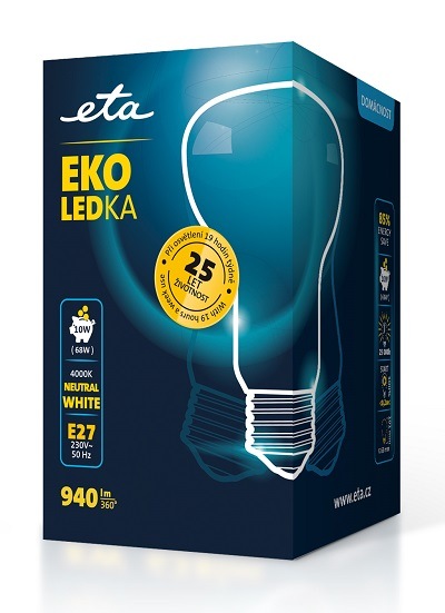 Žárovka LED ETA EKO LEDka reflektor 10W, E27, neutrální bílá žárovka ETAR63W10NW01 neutrální