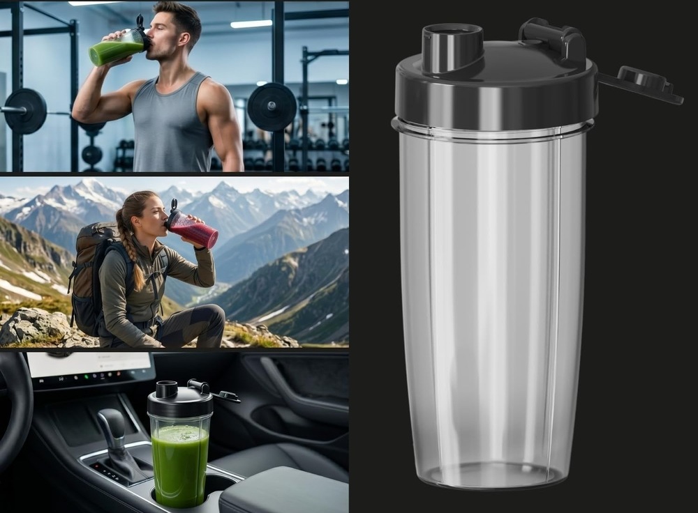 Stolní mixér Black+Decker BXJB1203E TO-GO černý Připravené smoothie či jiný nápoj si vezmete s sebou do práce, na cesty, na výlet či do fitness centra.