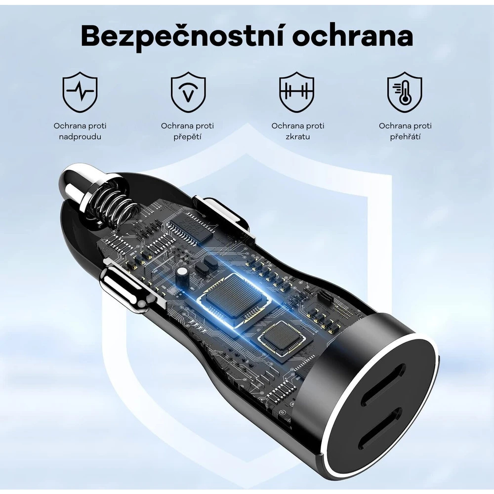 Adaptér do auta Cubenest E2C0 - 45W PD, 2x USB-C černý Adaptér do auta CubeNest E2C0 - 45W PD, 2xUSB-C - černý