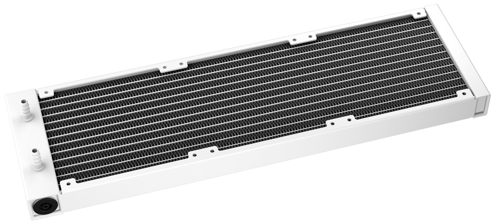 Vodní chladič DeepCool LE360 V2 White bílý Na snímku je bílý hliníkový radiátor.