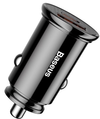 Adaptér do auta Baseus USB + USB-C, 30 W, QC 3.0 černý