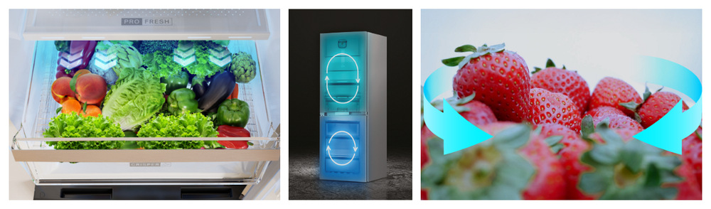 Ovoce a zelenina uložené v zásuvce crisper chladničky Whirlpool WHK2 6553 X5E s technologií ProFresh