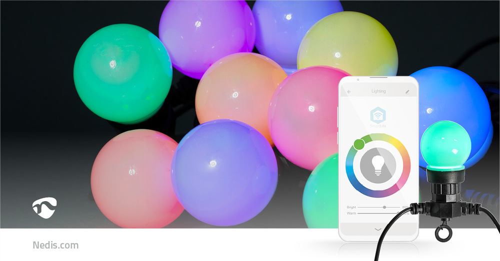 Párty osvětlení Nedis SmartLife LED, Wi-Fi, RGB, 10 LED, 9 m, Android / IOS