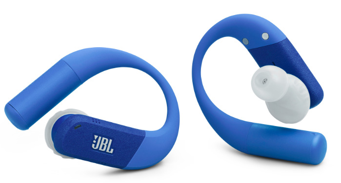 Sluchátka JBL Endurance Peak 4 modrá Detail sportovních bezdrátových sluchátek JBL Endurance Peak 4 v modré barvě