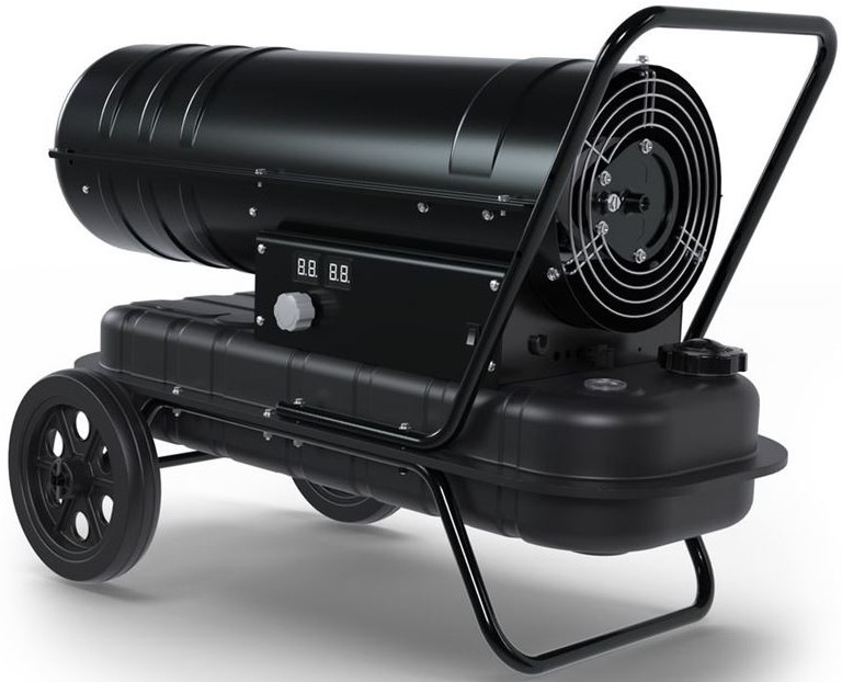 Na topidlo Güde GDHK 30 se díváme z pohledu ze zadní strany, kde se nachází ventilátor.