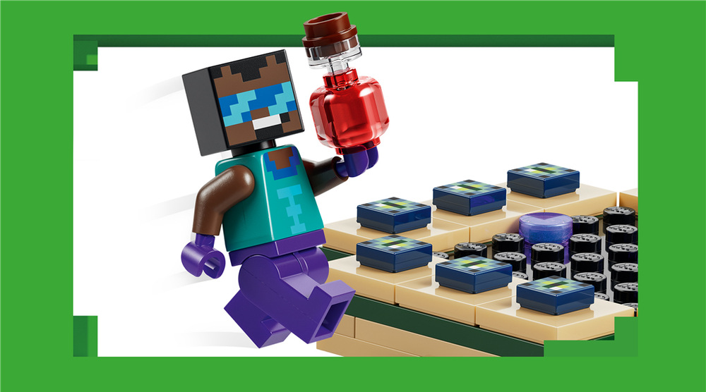 Portál do Netheru a portál do Endu promění kostky LEGO v malou herní mapu plnou nových dobrodružství.