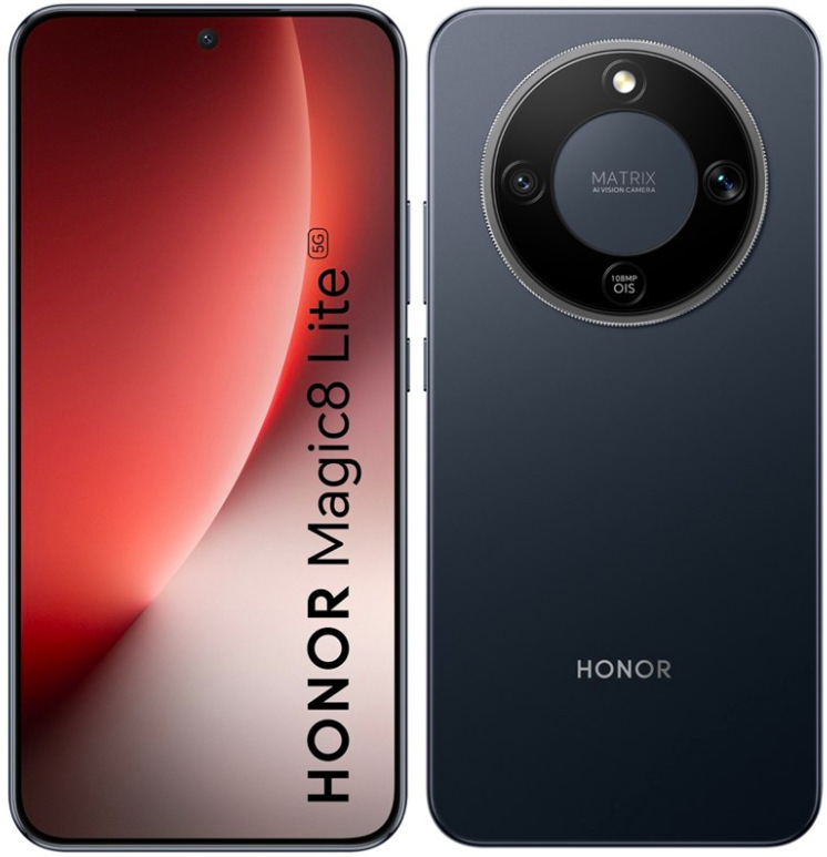 Mobilní telefon HONOR Magic8 Lite 5G s 6,79palcovým AMOLED displejem a zadním fotoaparátem, černá barva