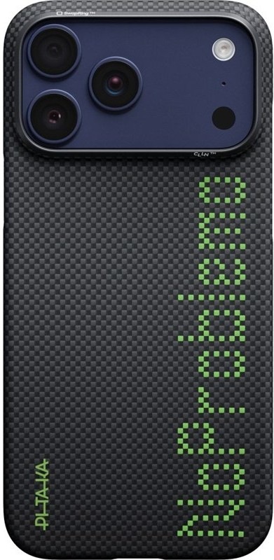 Kryt na mobil Pitaka Aries Ultra-Slim No Problemo na Apple iPhone 17 Pro v černém designu