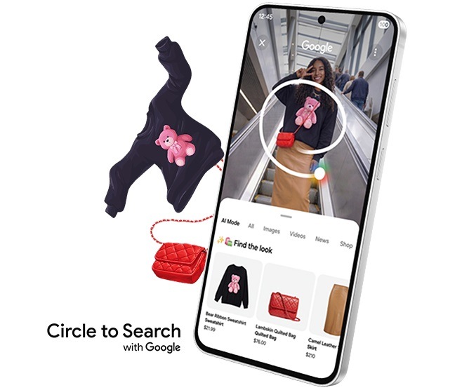 Mobilní telefon Samsung Galaxy S26 FE 5G s funkcí Circle to Search pro vyhledávání objektů zakroužkováním na displeji