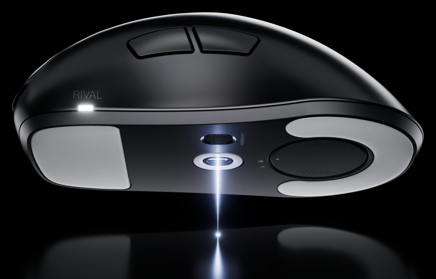 Myš SteelSeries Rival Pro WL černá Spodní strana myši SteelSeries Rival Pro s optickým senzorem a PTFE kluznicemi